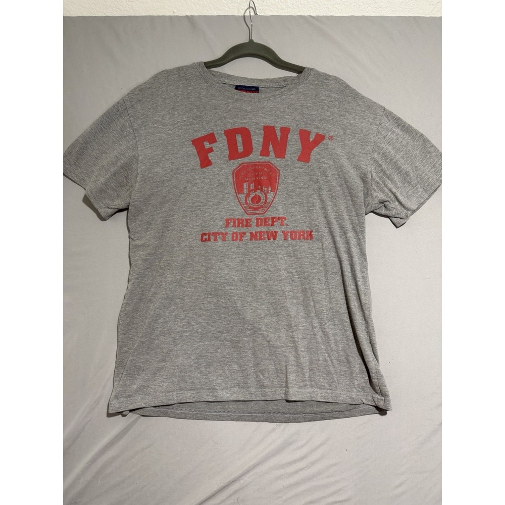 Vintage Authentic FDNY‎ New york City firefighter grey tee, men's large, cotton